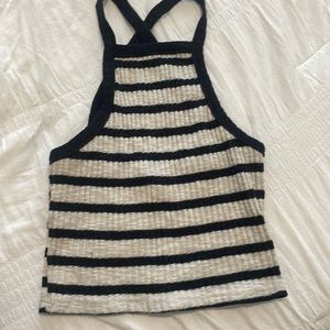 Black and white striped crop top